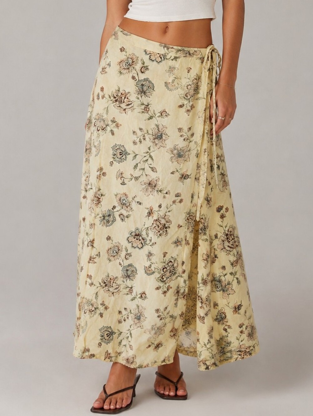 Vintage 90s Emma James 100% Silk Floral Wrap Skirt Size S